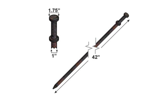 42" steel tent stake - double head